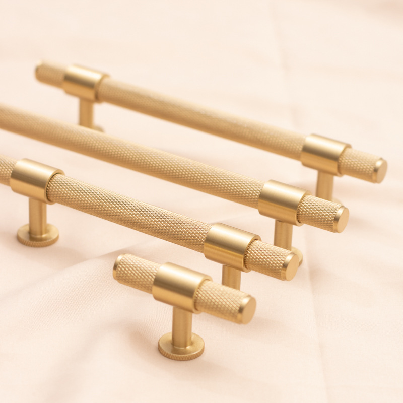 Dylanno Solid Brass Knurled Kitchen Cabinet Door Wardrobe Pulls Handles