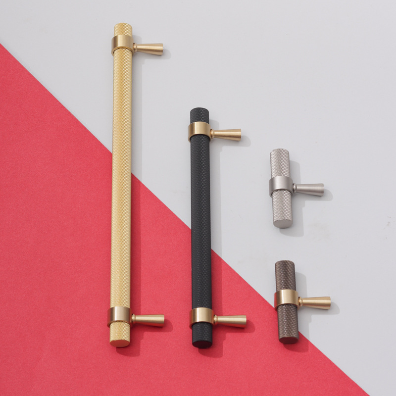 Dylanno Solid Brass Knurled Kitchen Cabinet Hardware Pulls Handles